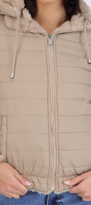 Chamarra crop reversible peluche