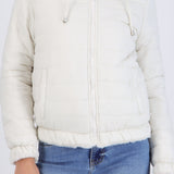 Chamarra crop reversible peluche