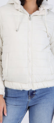 Chamarra crop reversible peluche