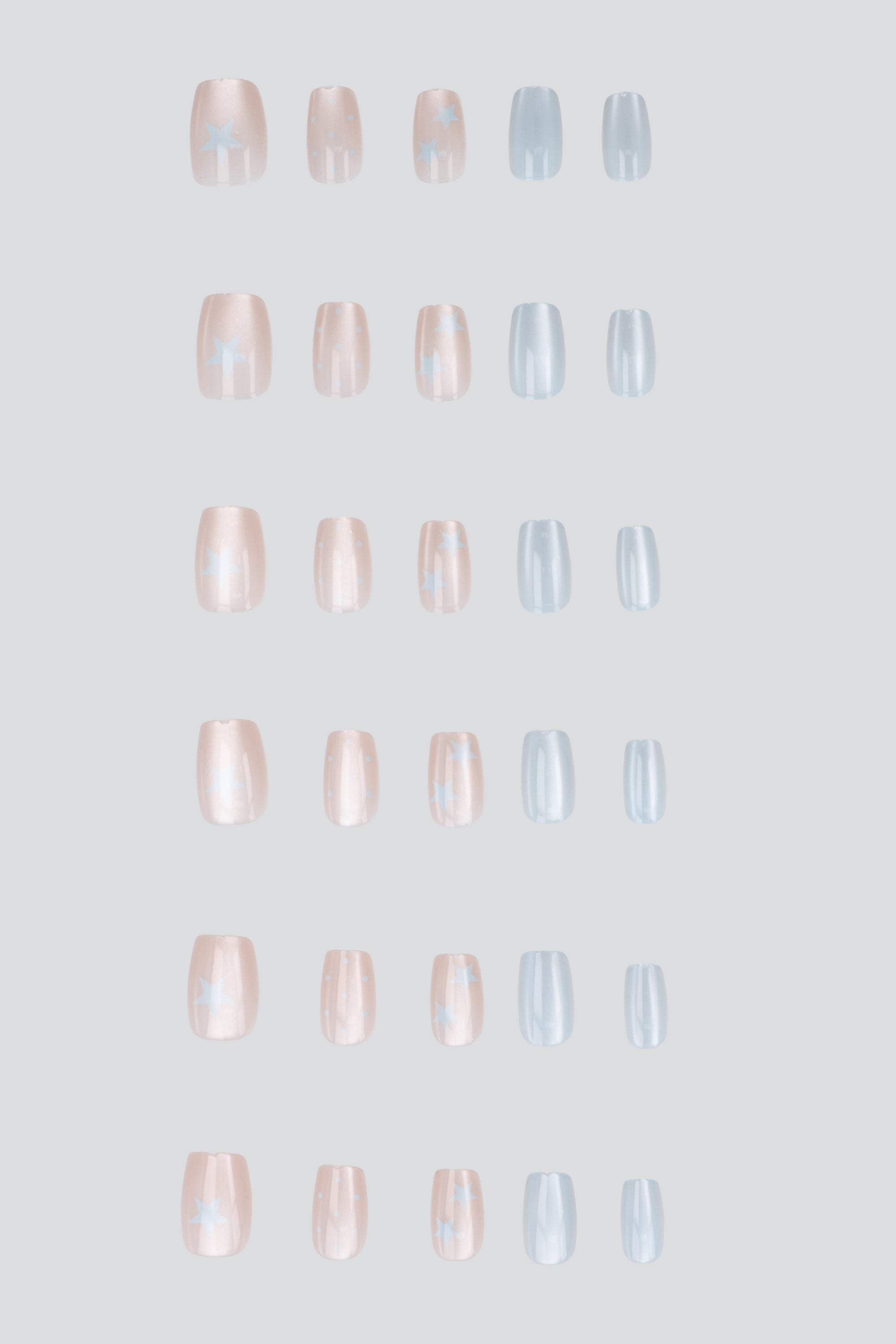 Set 30 uñas estrellas lunares AZUL PASTEL