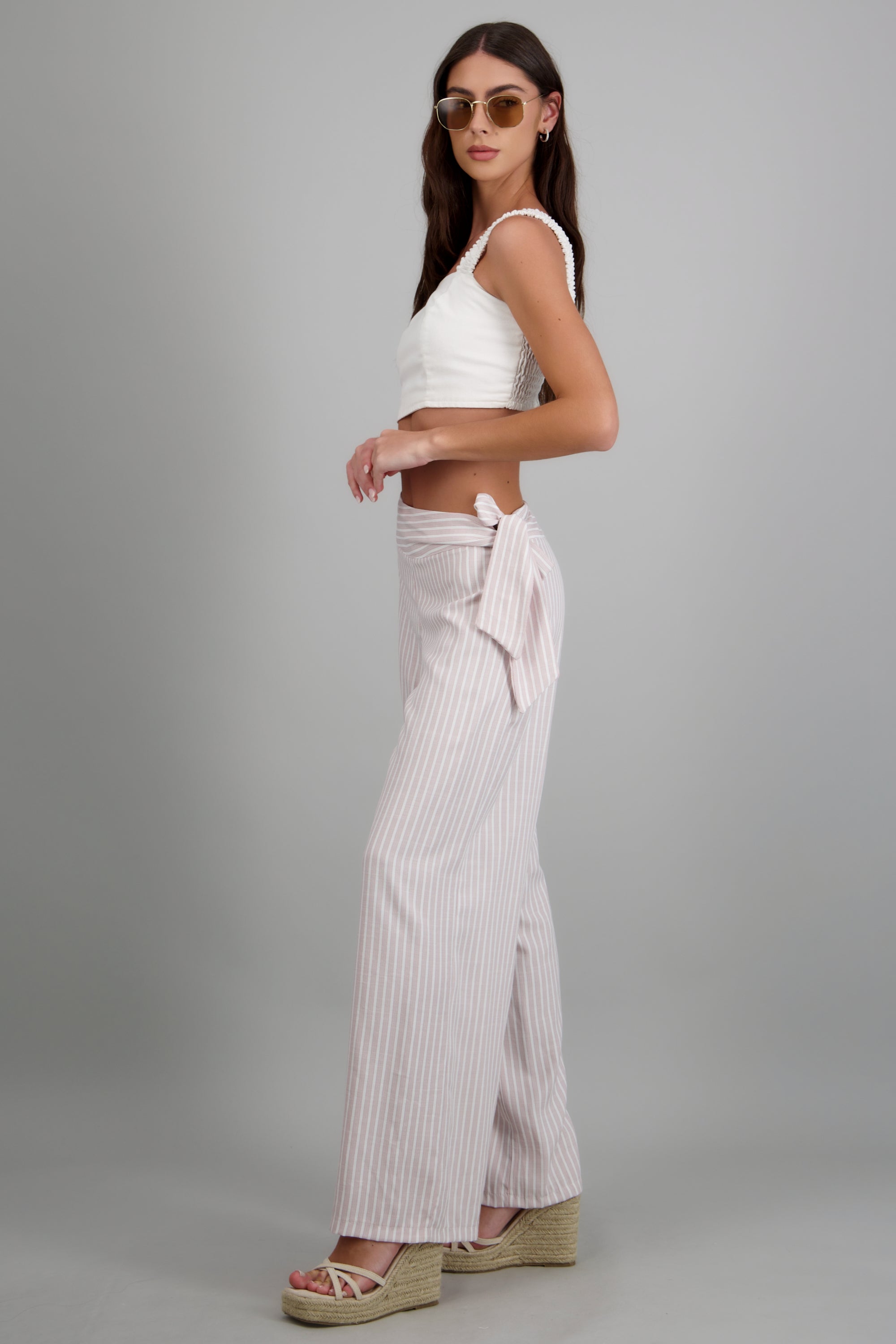 Pantalon recto pretina ancha BLANCO COMBO