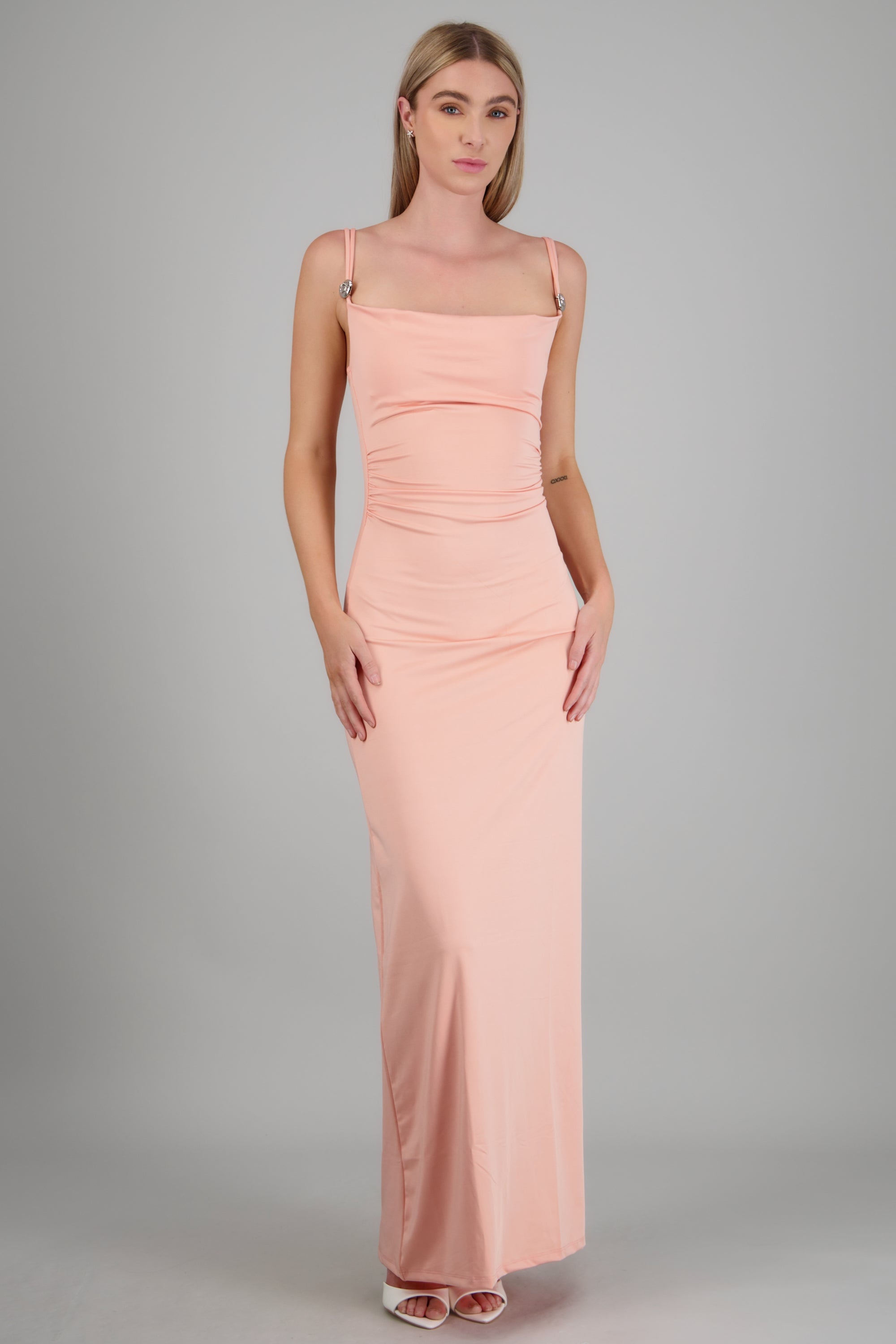 Vestido maxi tirantes detalle herraje CORAL