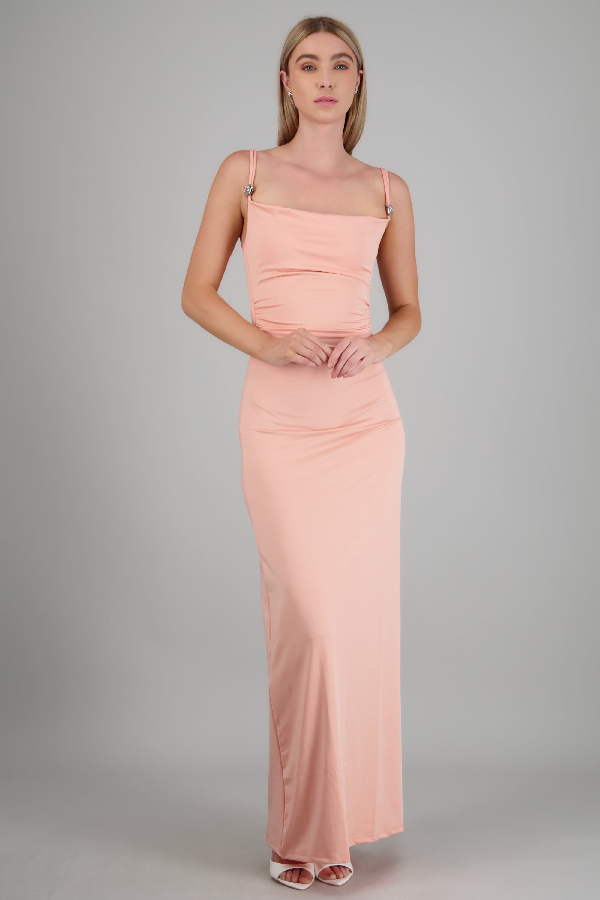 Vestido maxi tirantes detalle herraje CORAL