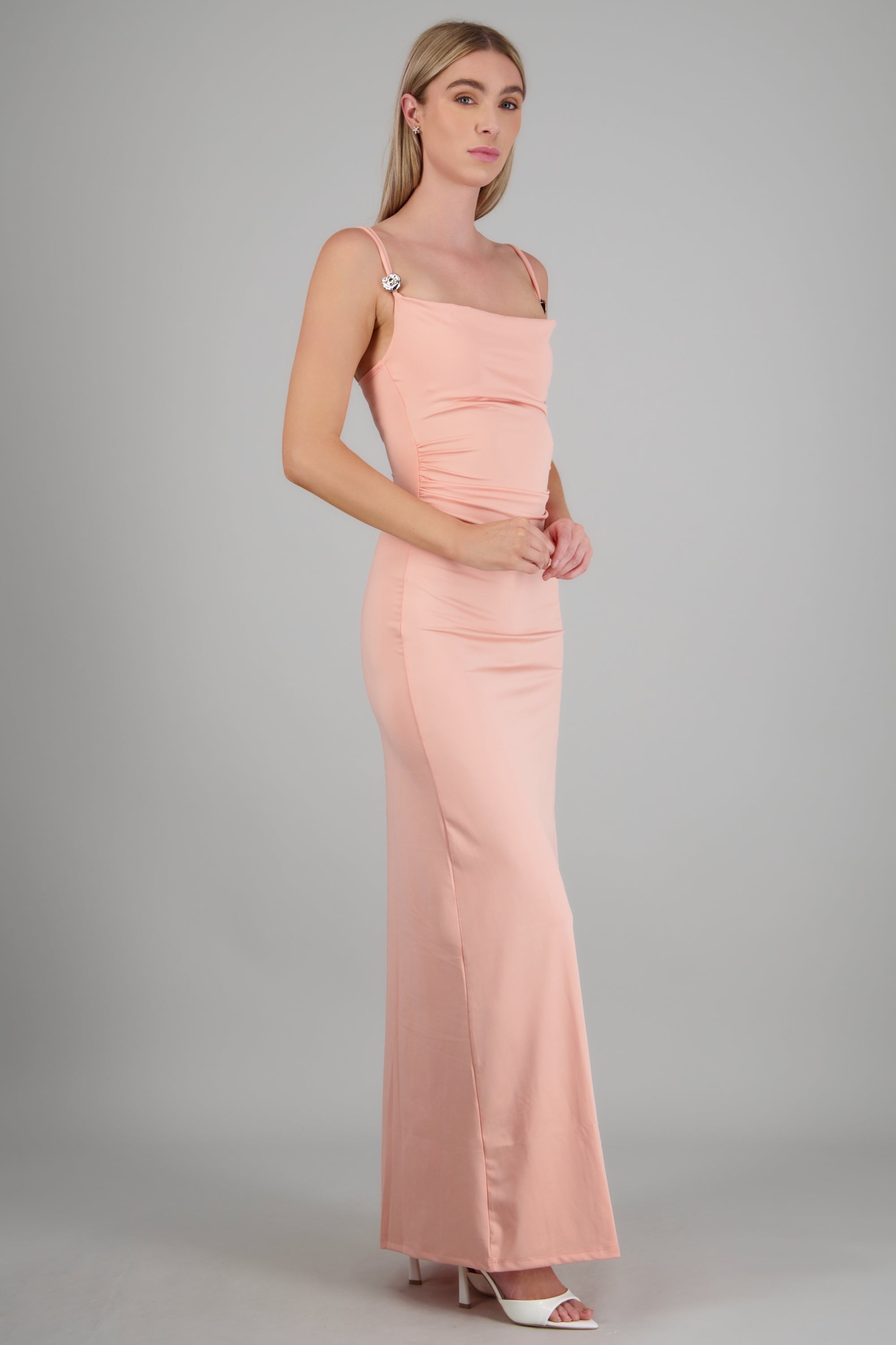 Vestido maxi tirantes detalle herraje CORAL