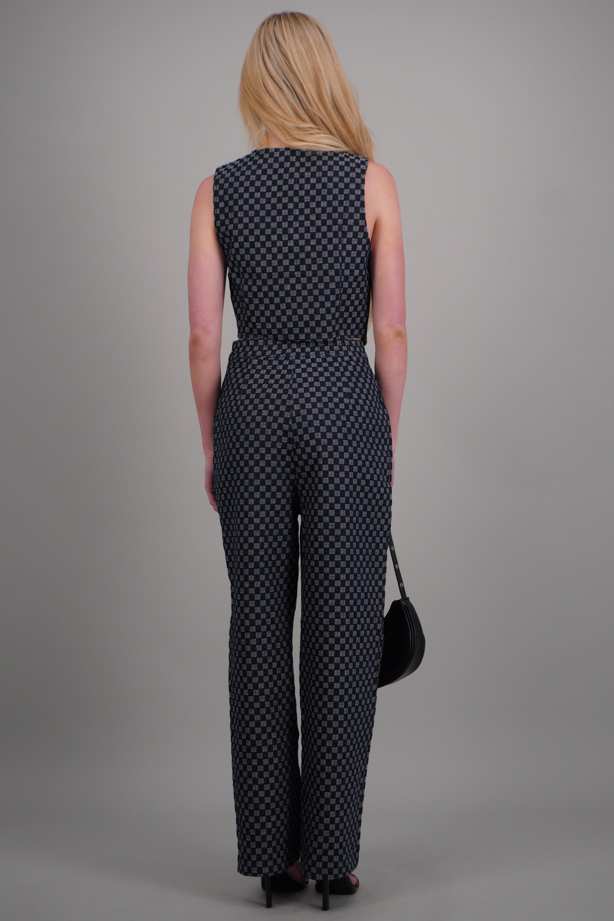 Pantalon recto tipo denim cuadros MARINO COMBO