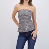 Top tubo con detalle pliegues polka dots