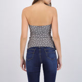 Top tubo con detalle pliegues polka dots