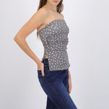 Top tubo con detalle pliegues polka dots