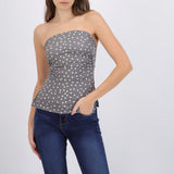 Top tubo con detalle pliegues polka dots