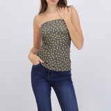 Top tubo con detalle pliegues polka dots
