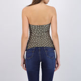Top tubo con detalle pliegues polka dots