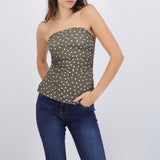 Top tubo con detalle pliegues polka dots