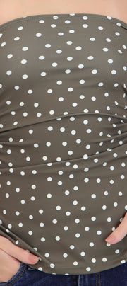 Top tubo con detalle pliegues polka dots