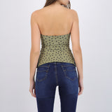 Top tubo con detalle pliegues polka dots
