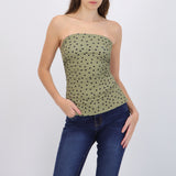 Top tubo con detalle pliegues polka dots