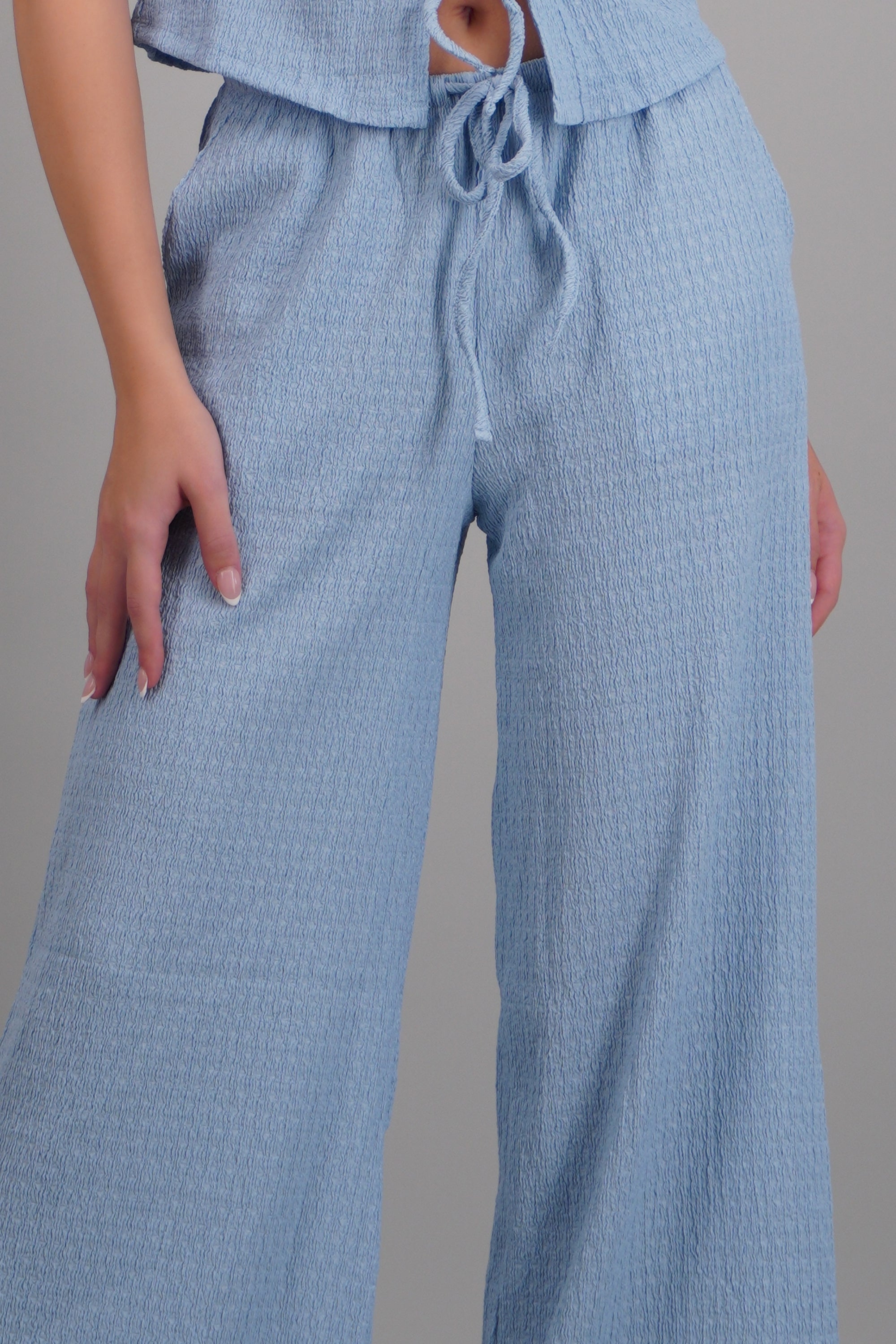 Pantalon textura jareta funcional bolsas AZUL