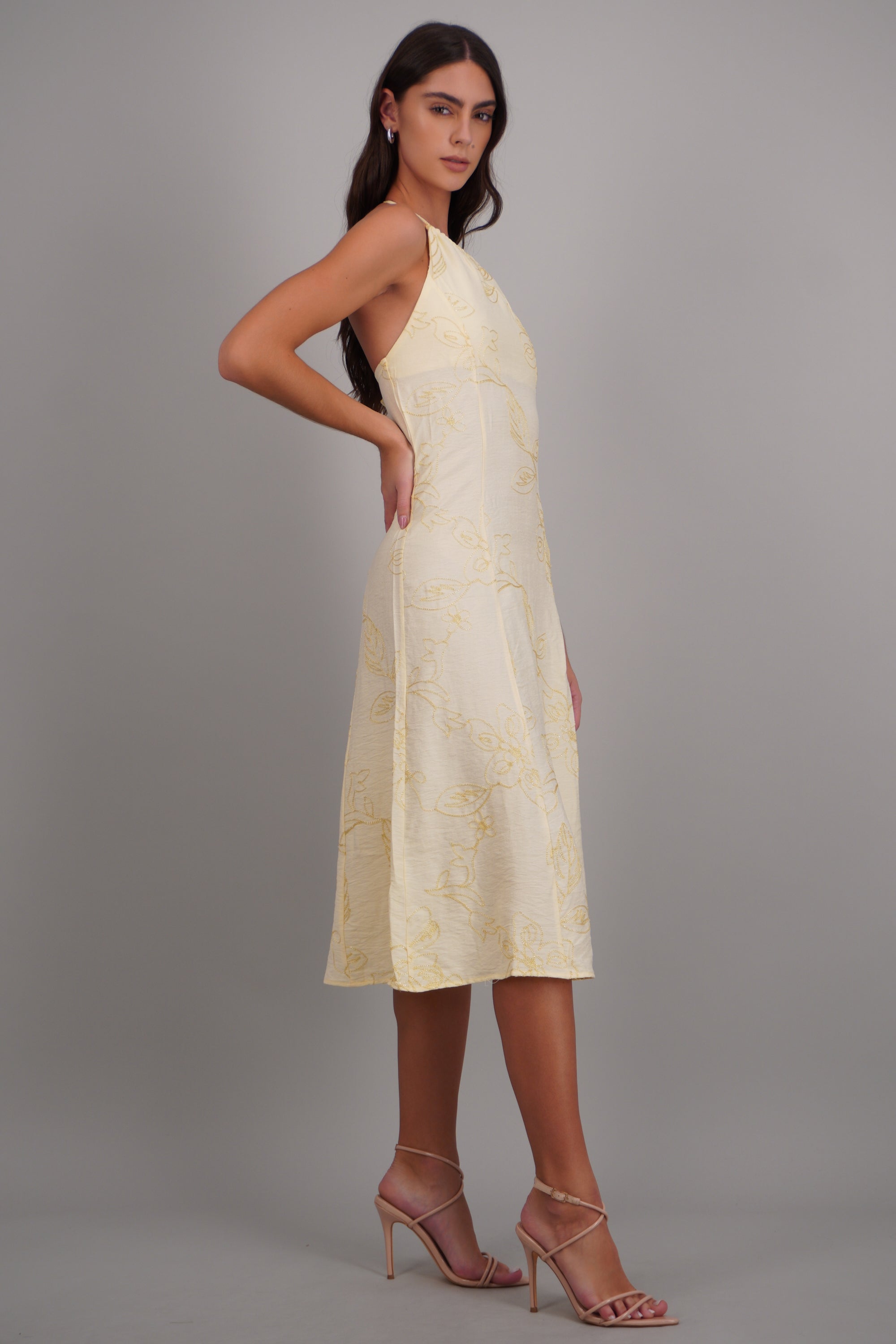 Vestido flores luminosas AMARILLO PASTEL