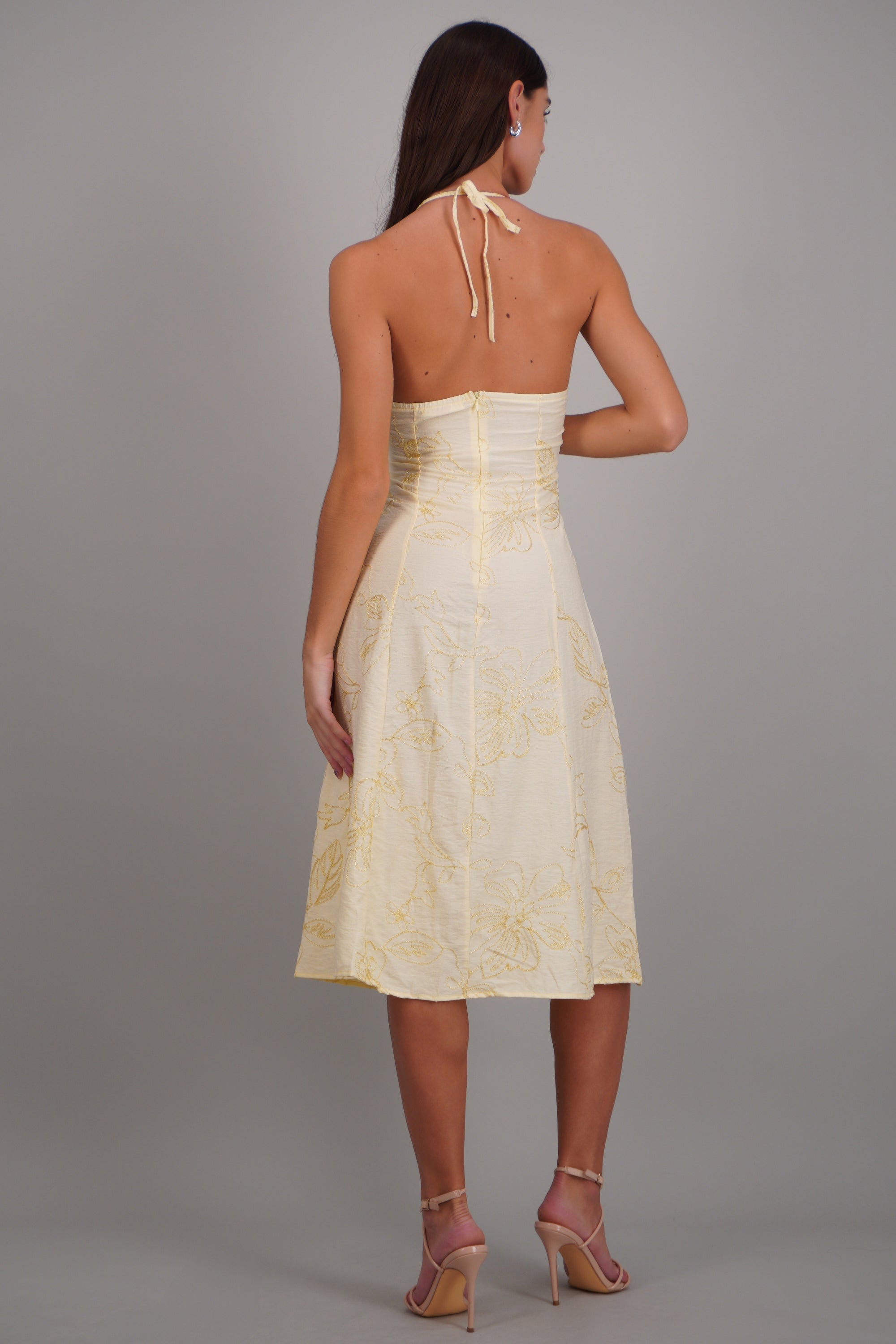Vestido flores luminosas AMARILLO PASTEL