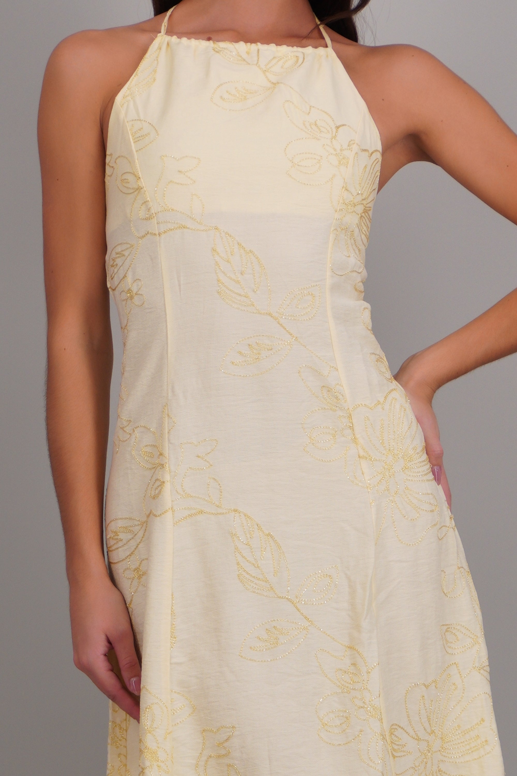 Vestido flores luminosas AMARILLO PASTEL