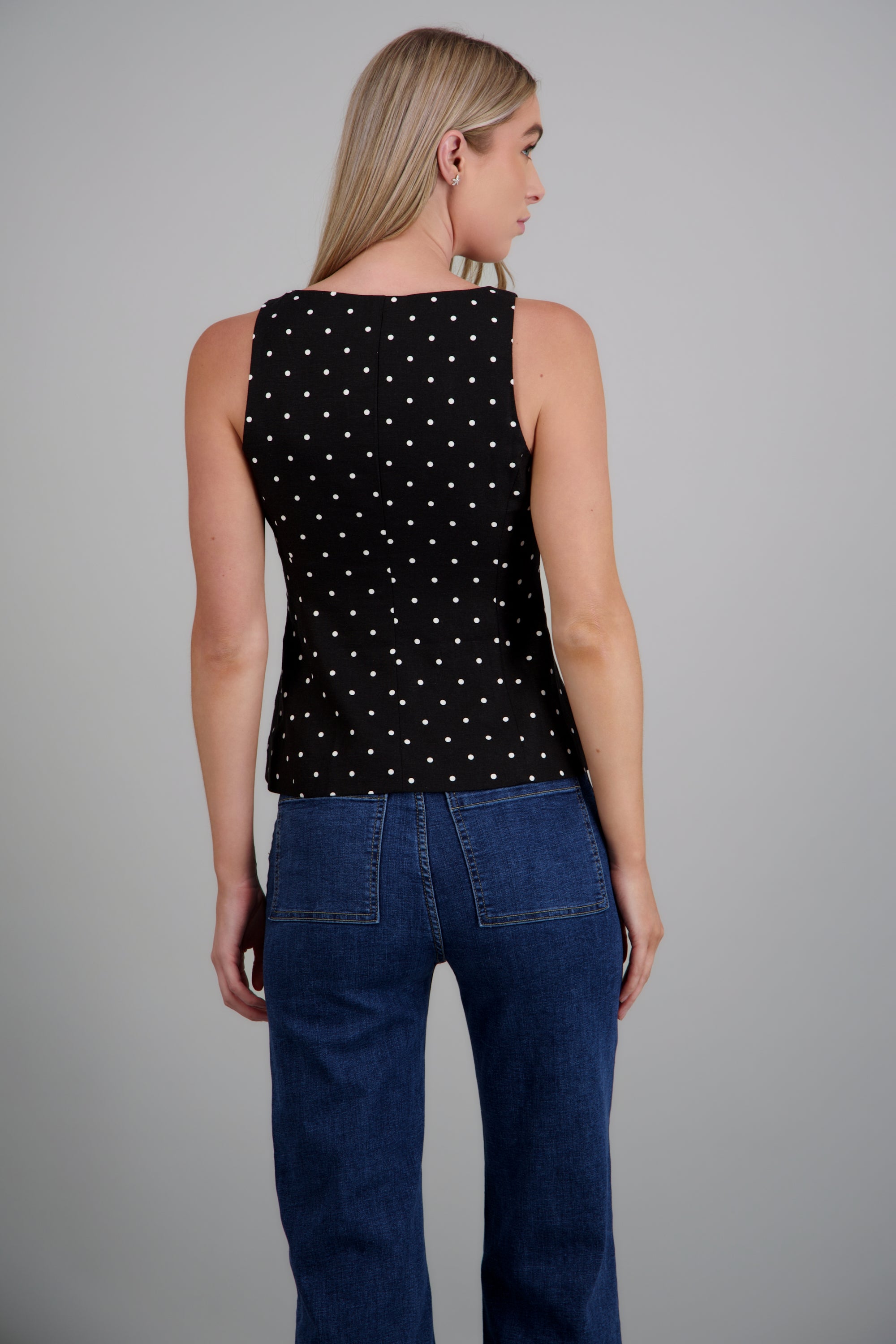 Chaleco lino polkadot NEGRO COMBO