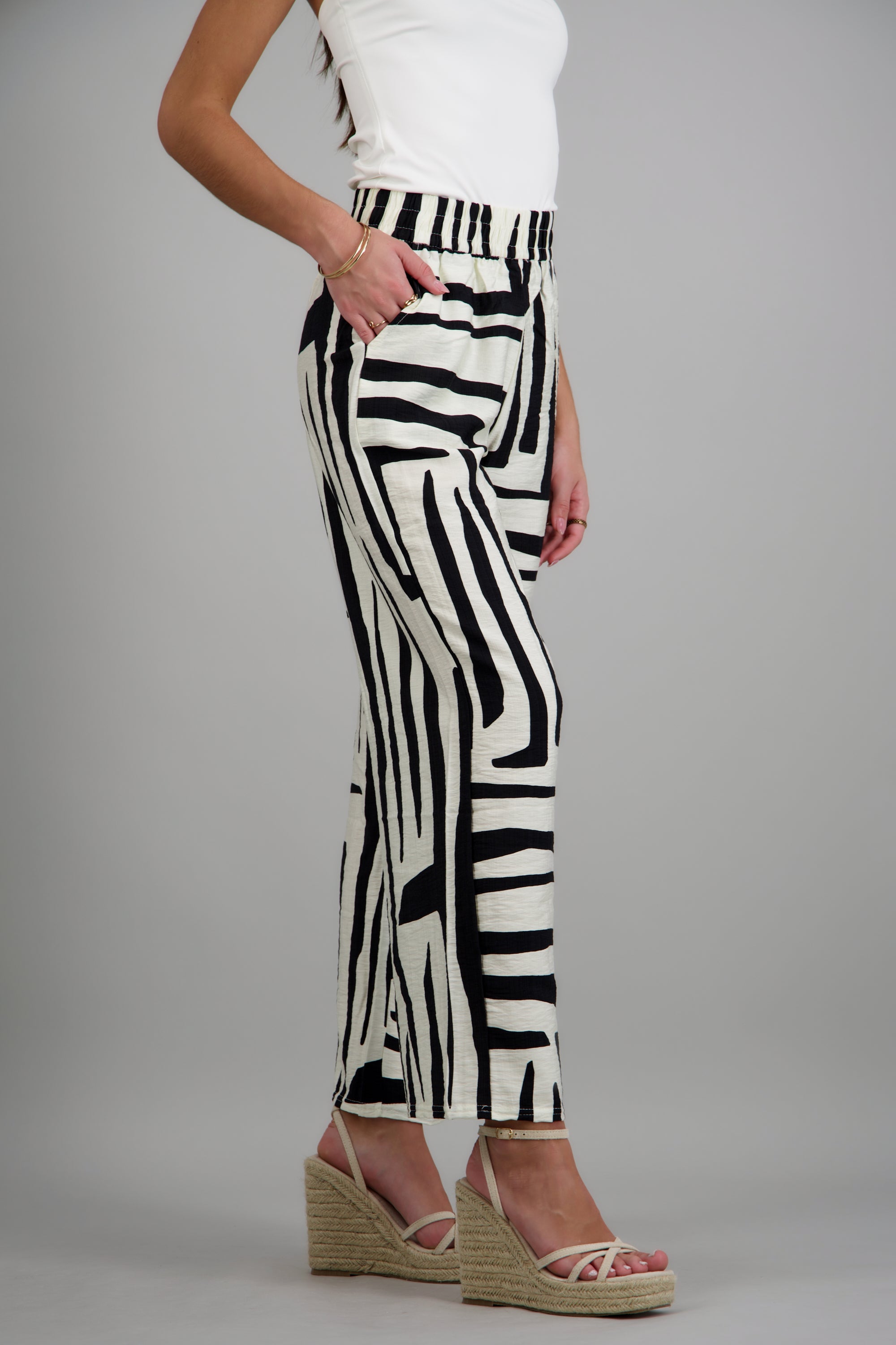 pantalon amplio estampado BLANCO COMBO