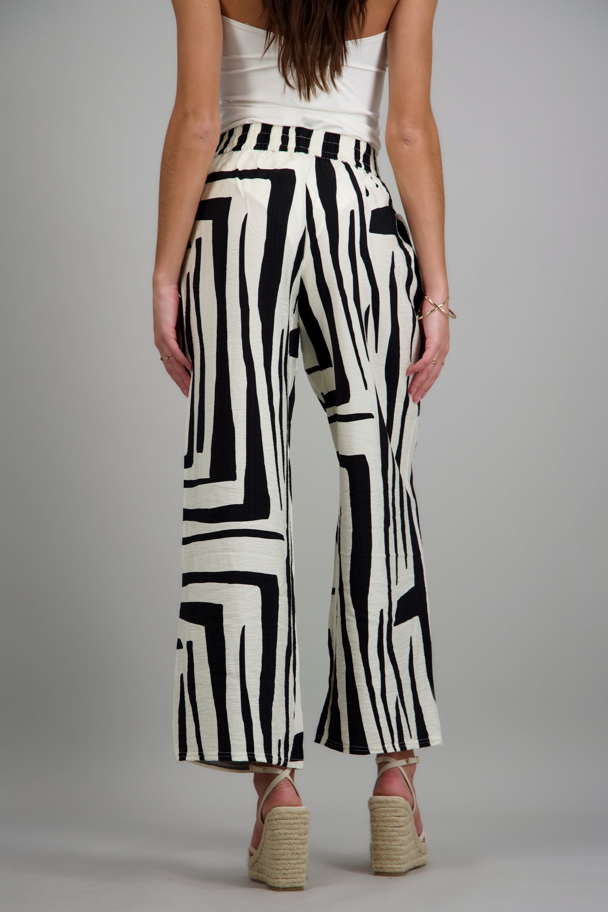 pantalon amplio estampado BLANCO COMBO