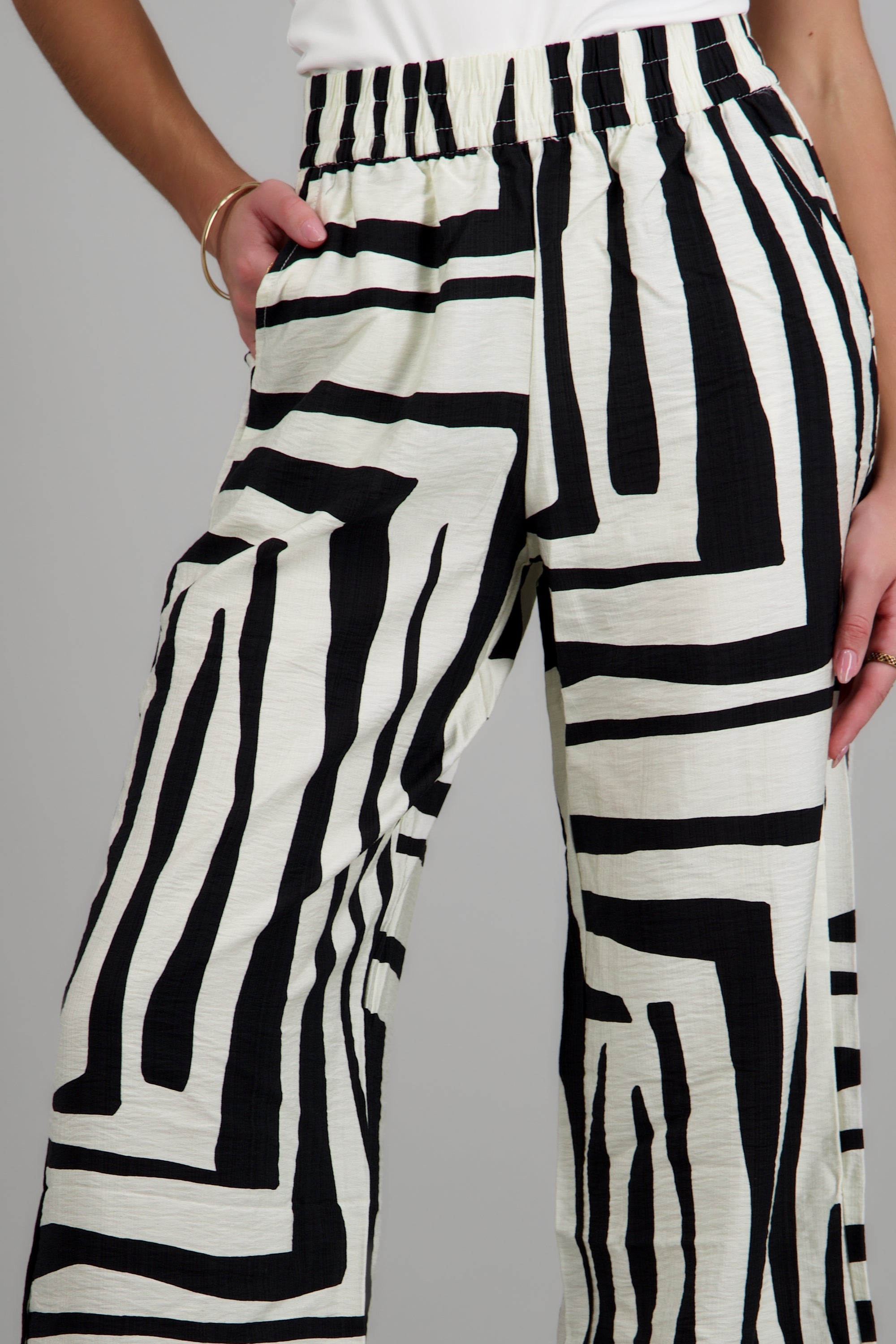 pantalon amplio estampado BLANCO COMBO