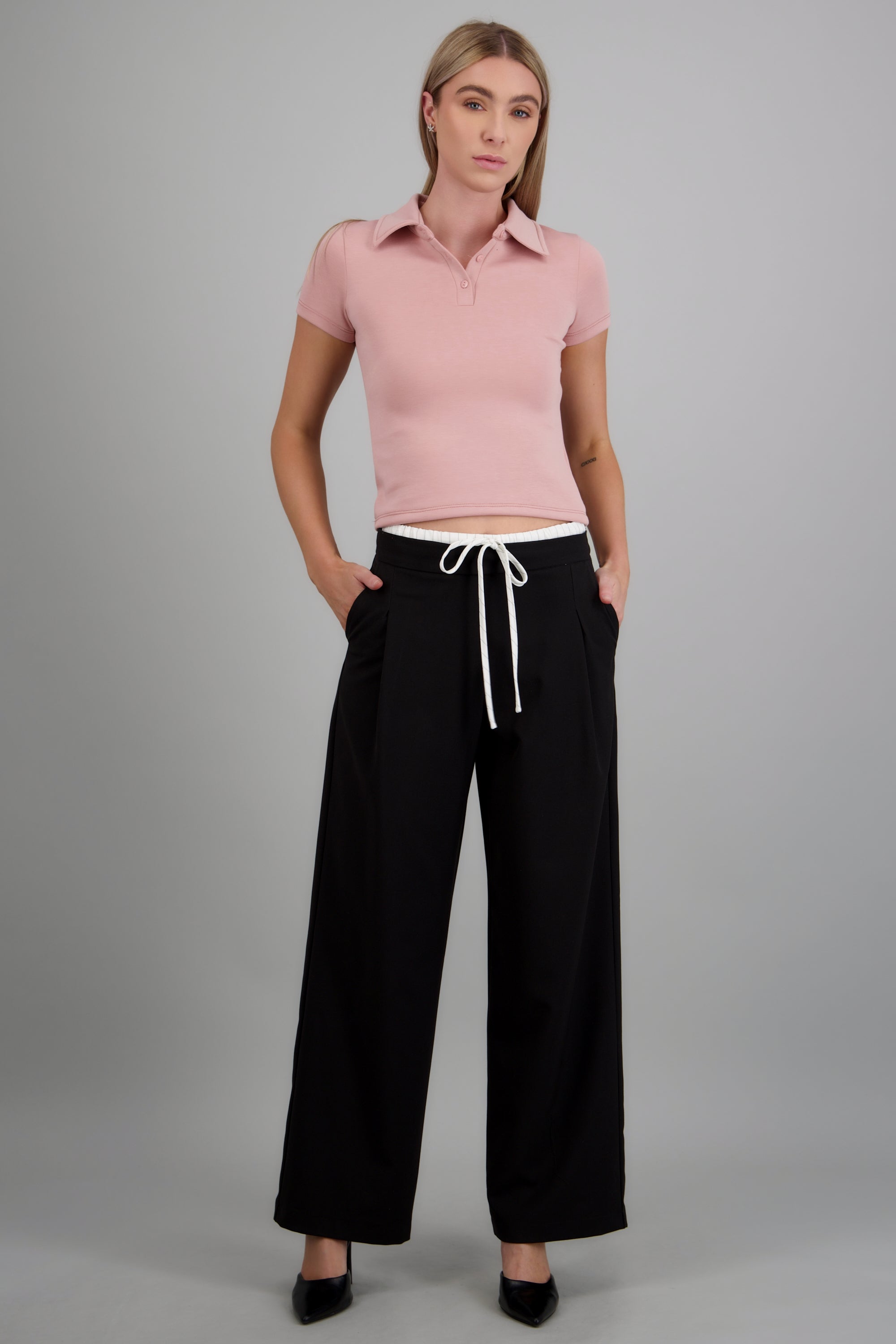 Pantalon pretina contraste NEGRO COMBO