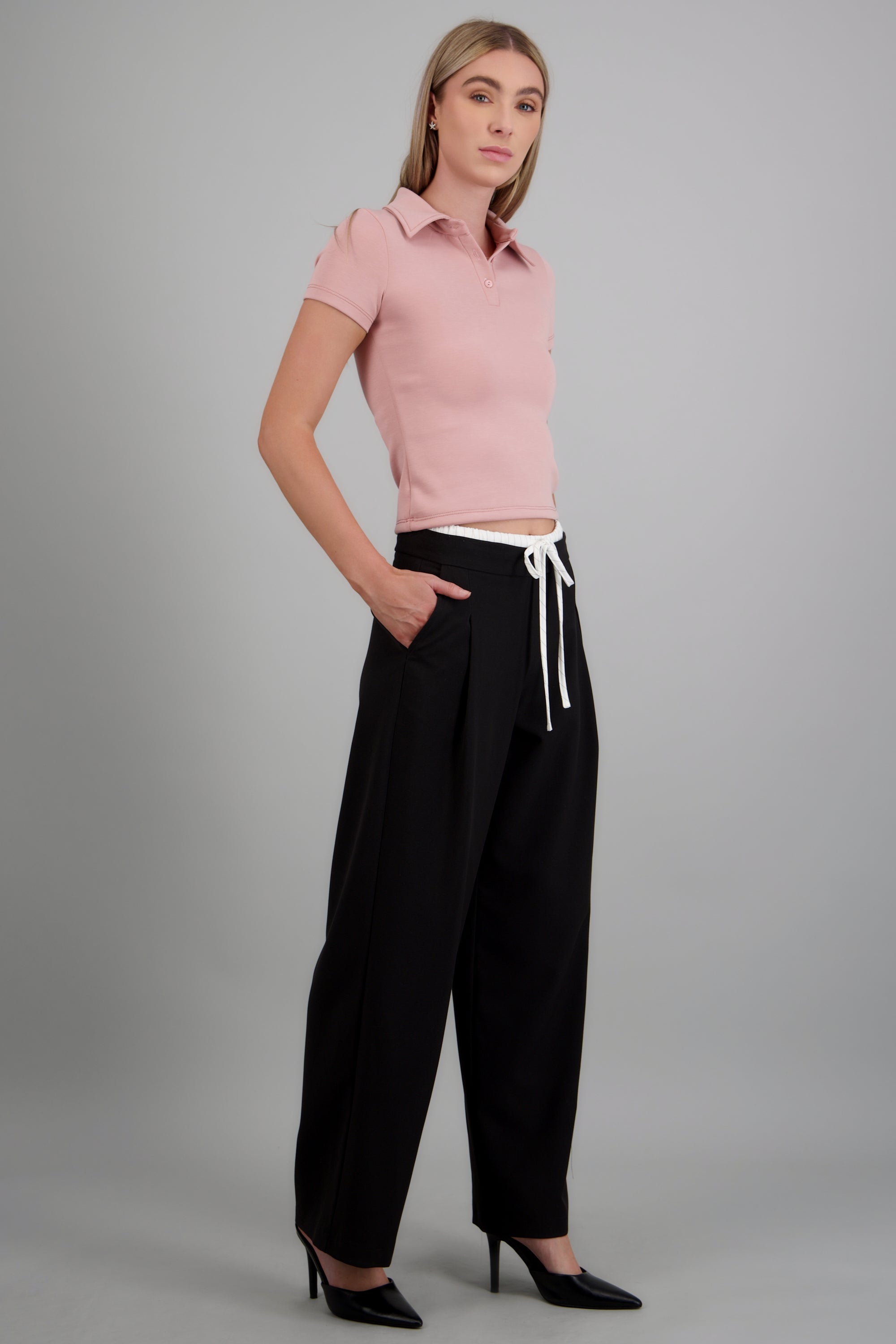 Pantalon pretina contraste NEGRO COMBO