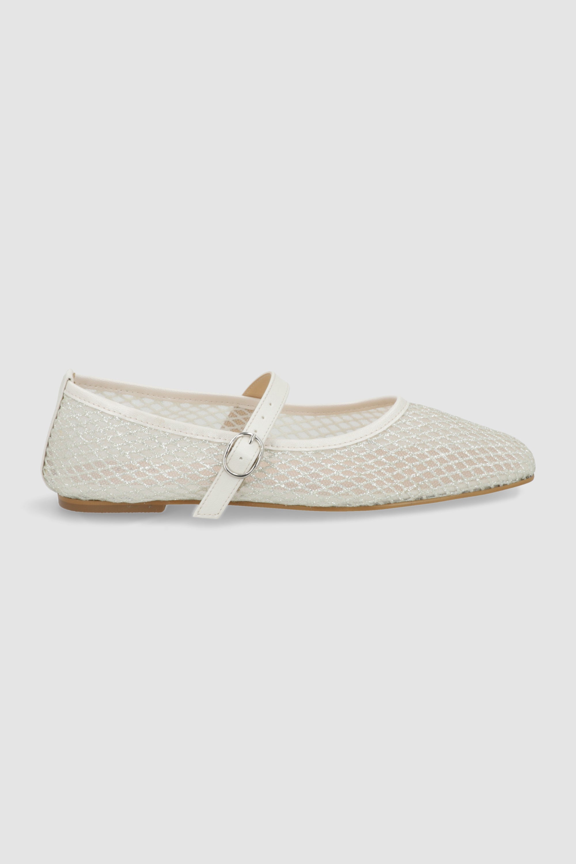 Flat malla brillos mary jane PLATA