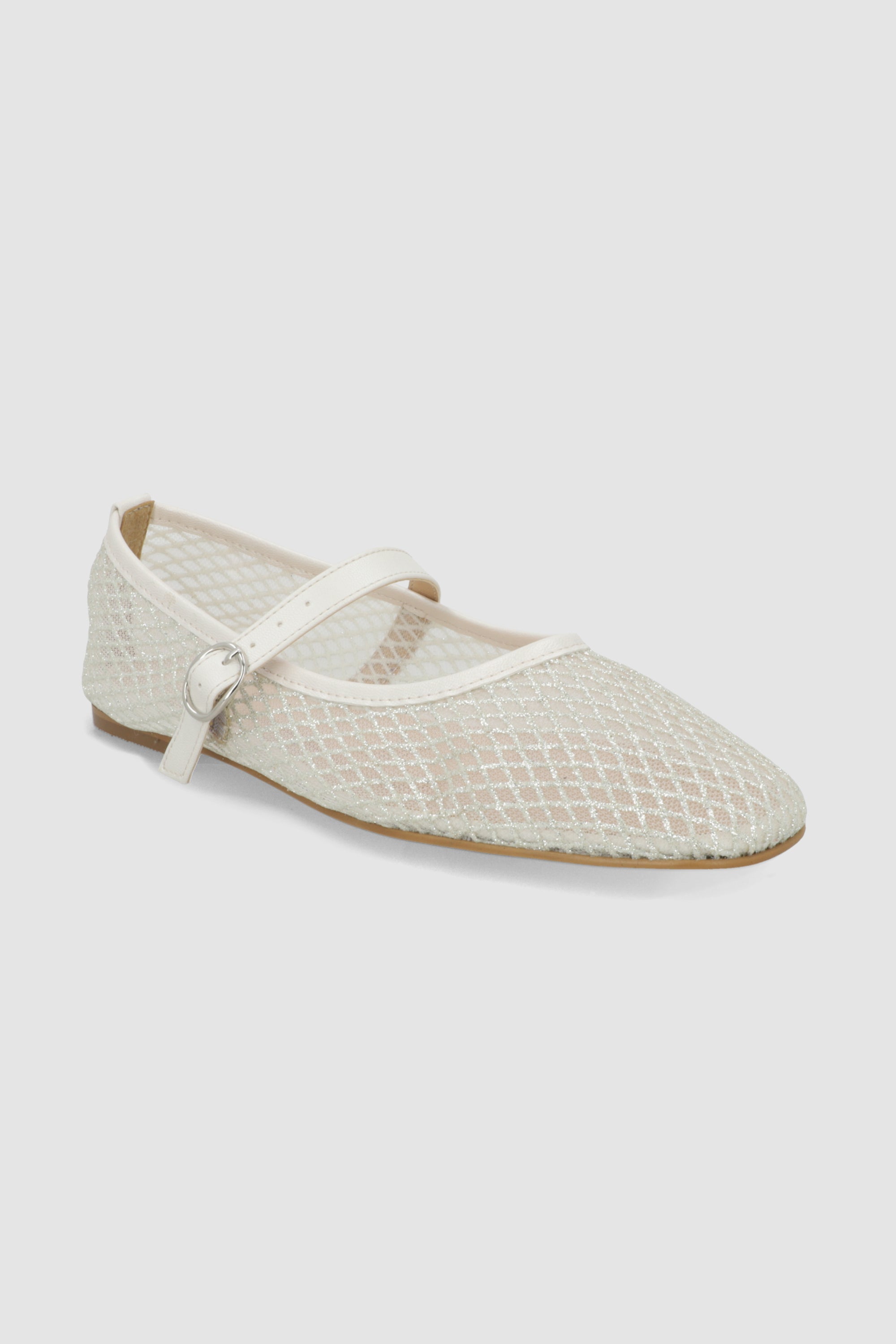 Flat malla brillos mary jane PLATA