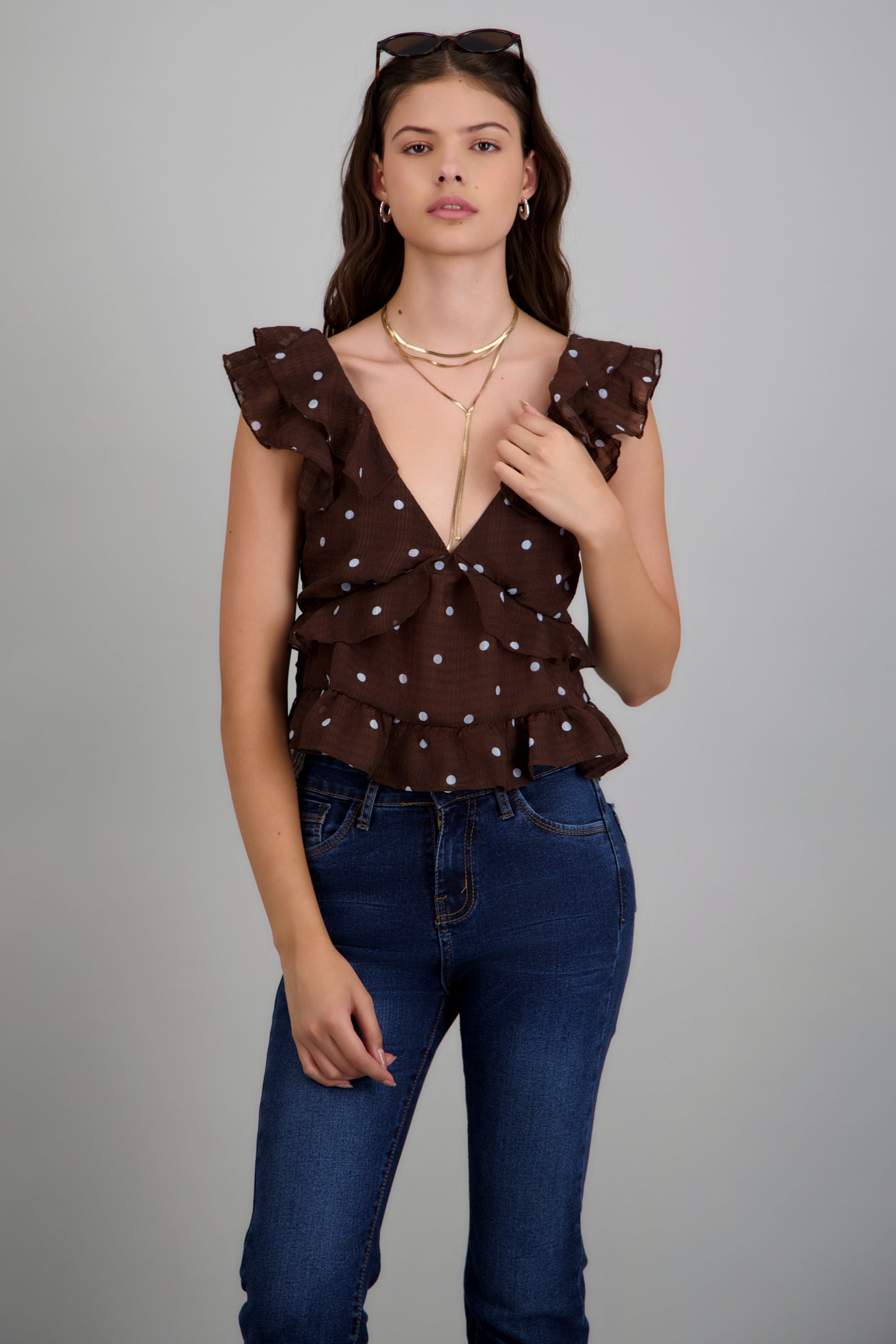Blusa olanes polkas CAFE COMBO