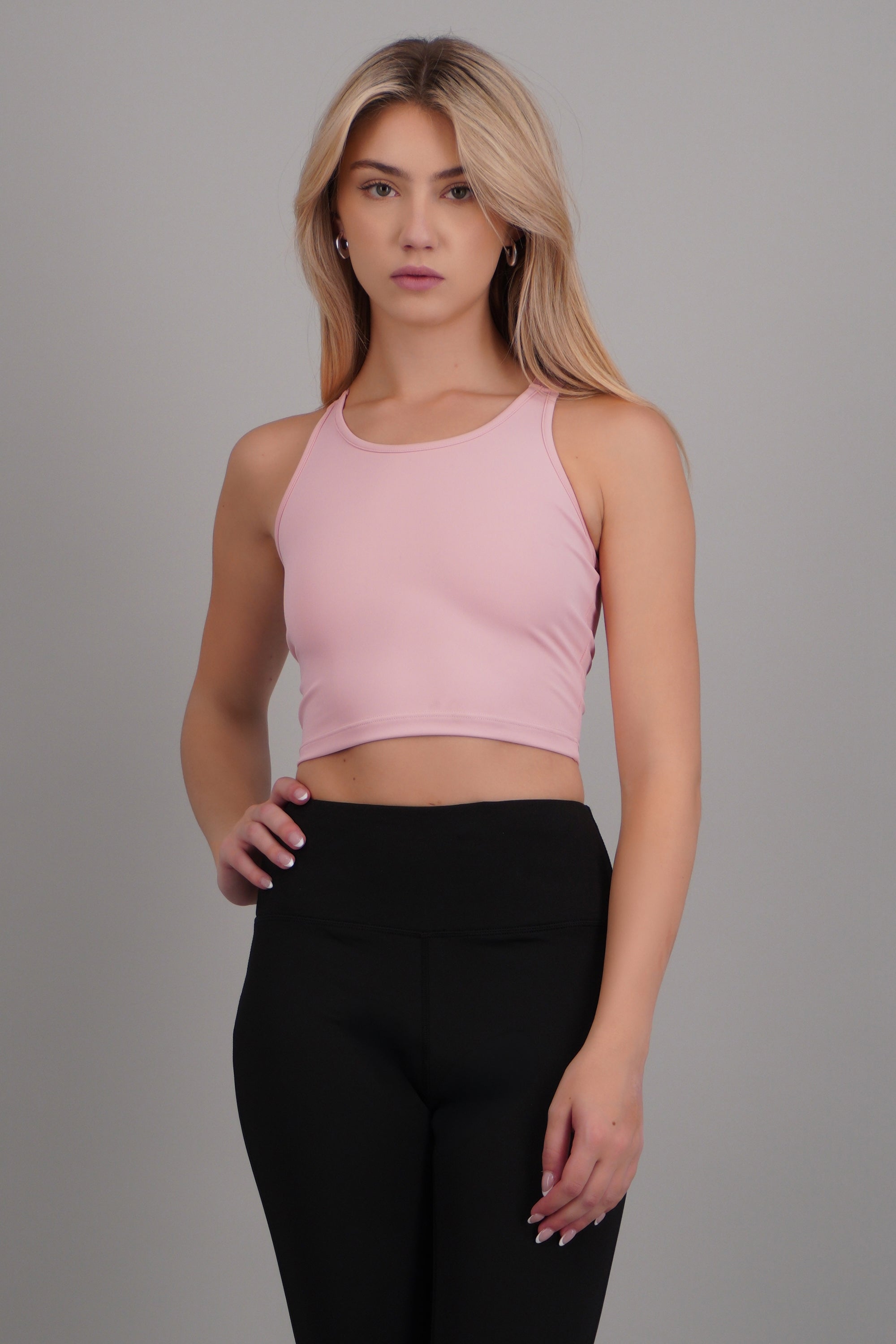 Tank top deportivo espalda cruzada ROSA PASTEL