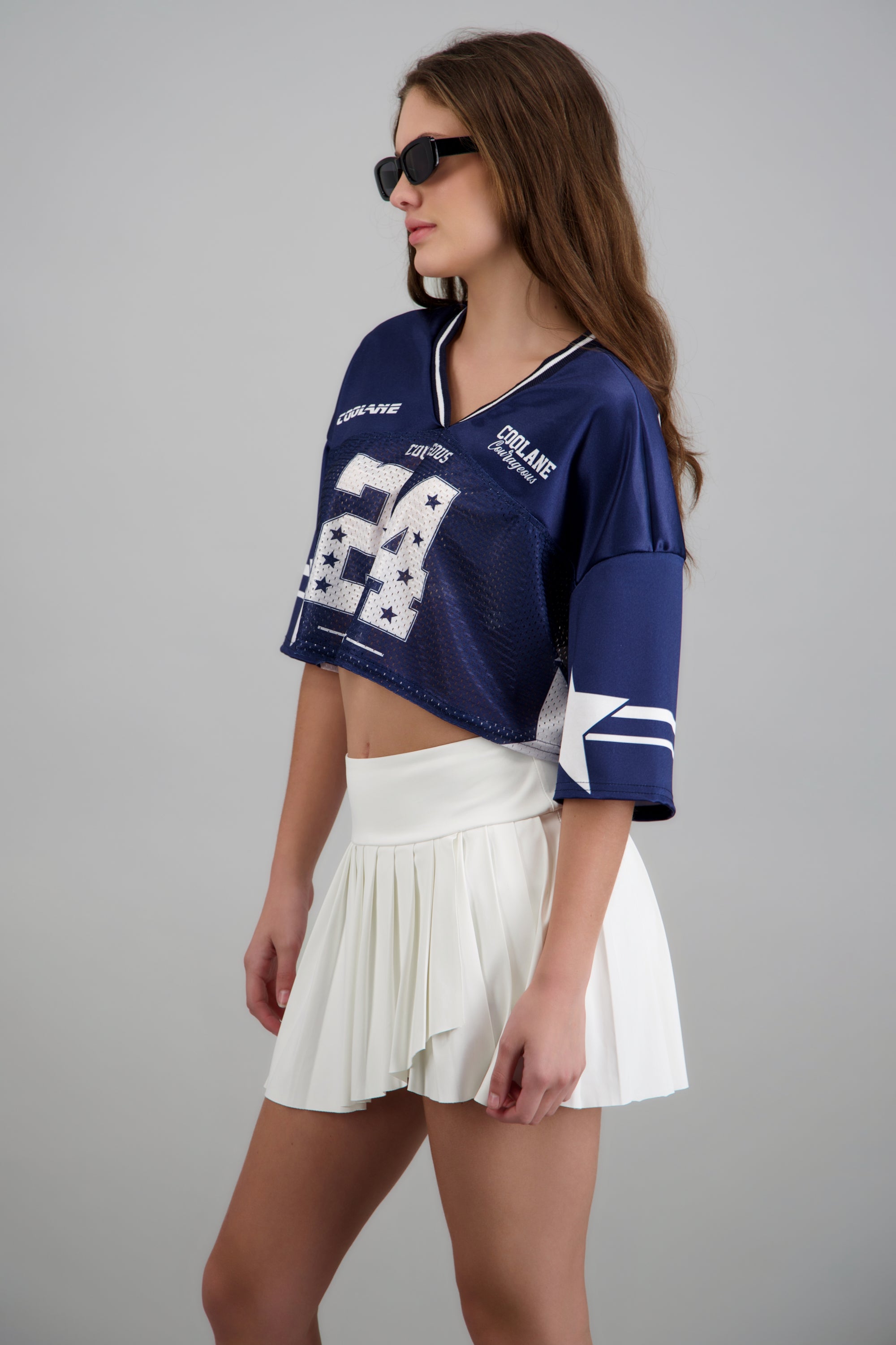 Playera crop deportiva estampada MARINO