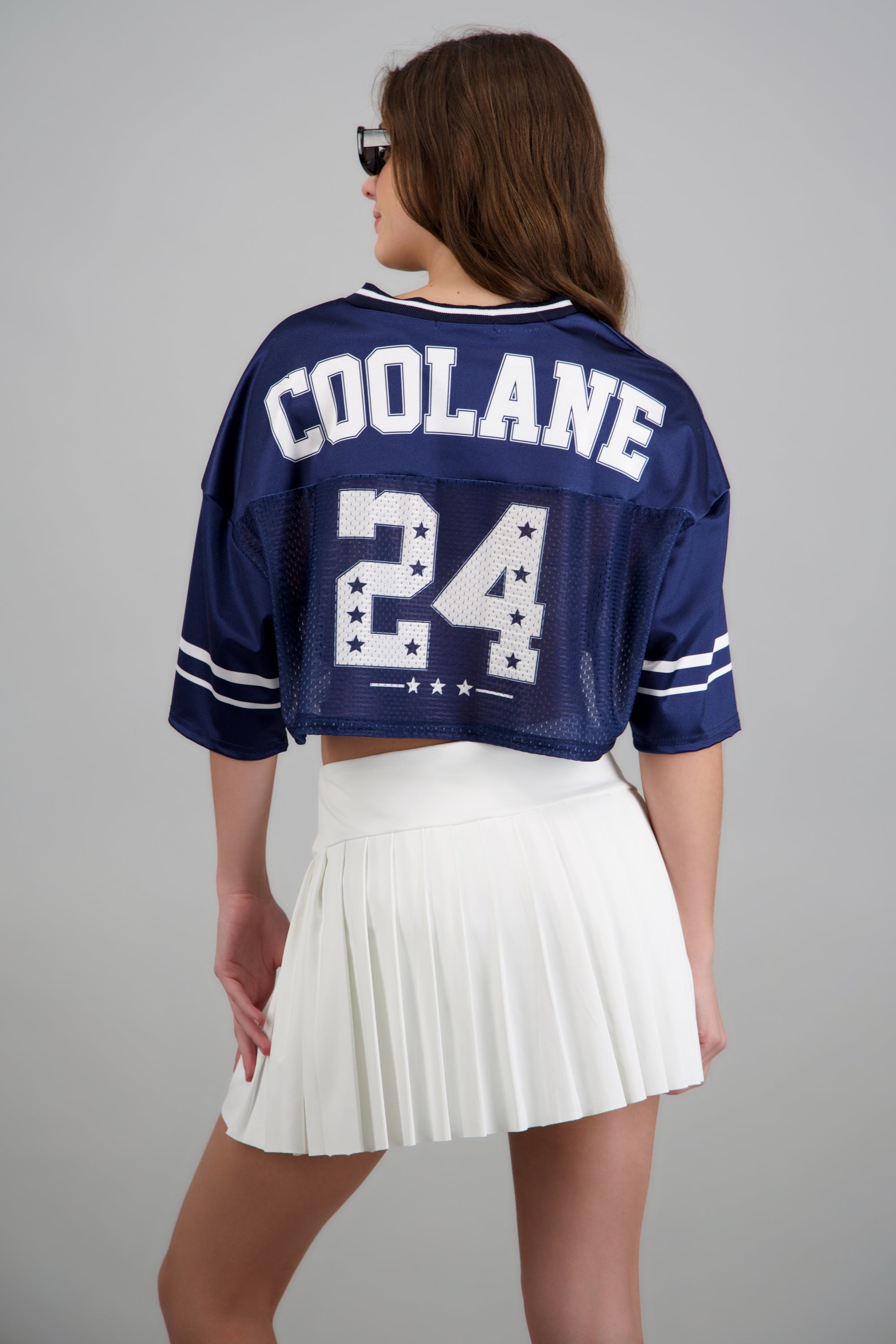 Playera crop deportiva estampada MARINO