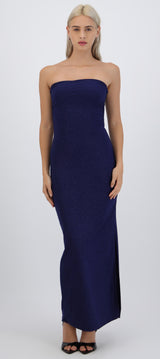 Vestido maxi detalle pliegues brillos