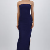 Vestido maxi detalle pliegues brillos