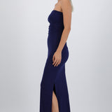 Vestido maxi detalle pliegues brillos