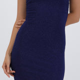 Vestido maxi detalle pliegues brillos