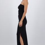 Vestido maxi detalle pliegues brillos