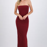 Vestido maxi detalle pliegues brillos