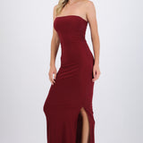 Vestido maxi detalle pliegues brillos