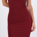 Vestido maxi detalle pliegues brillos