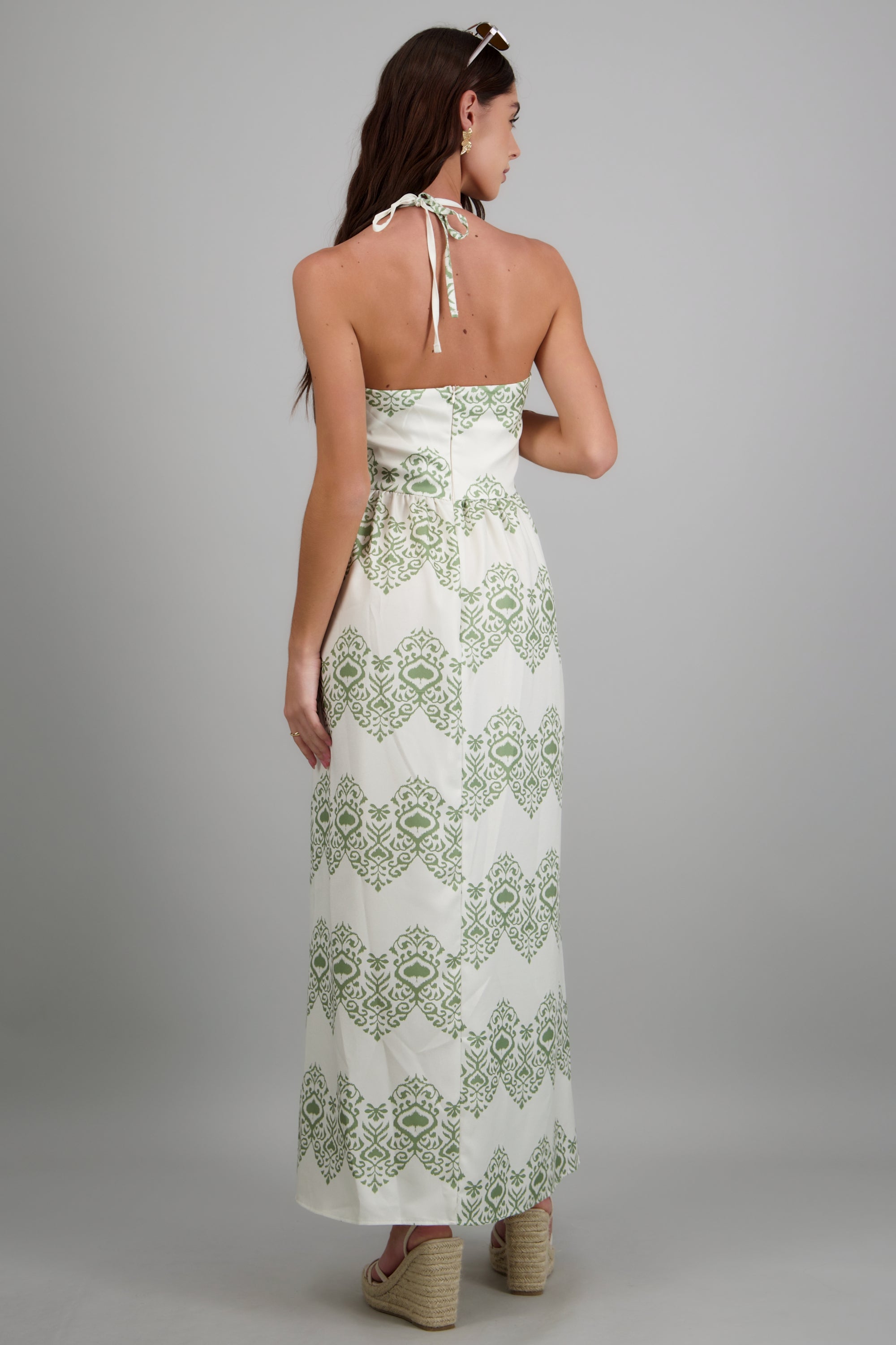 Vestido maxi estampado detalle escote SAGE