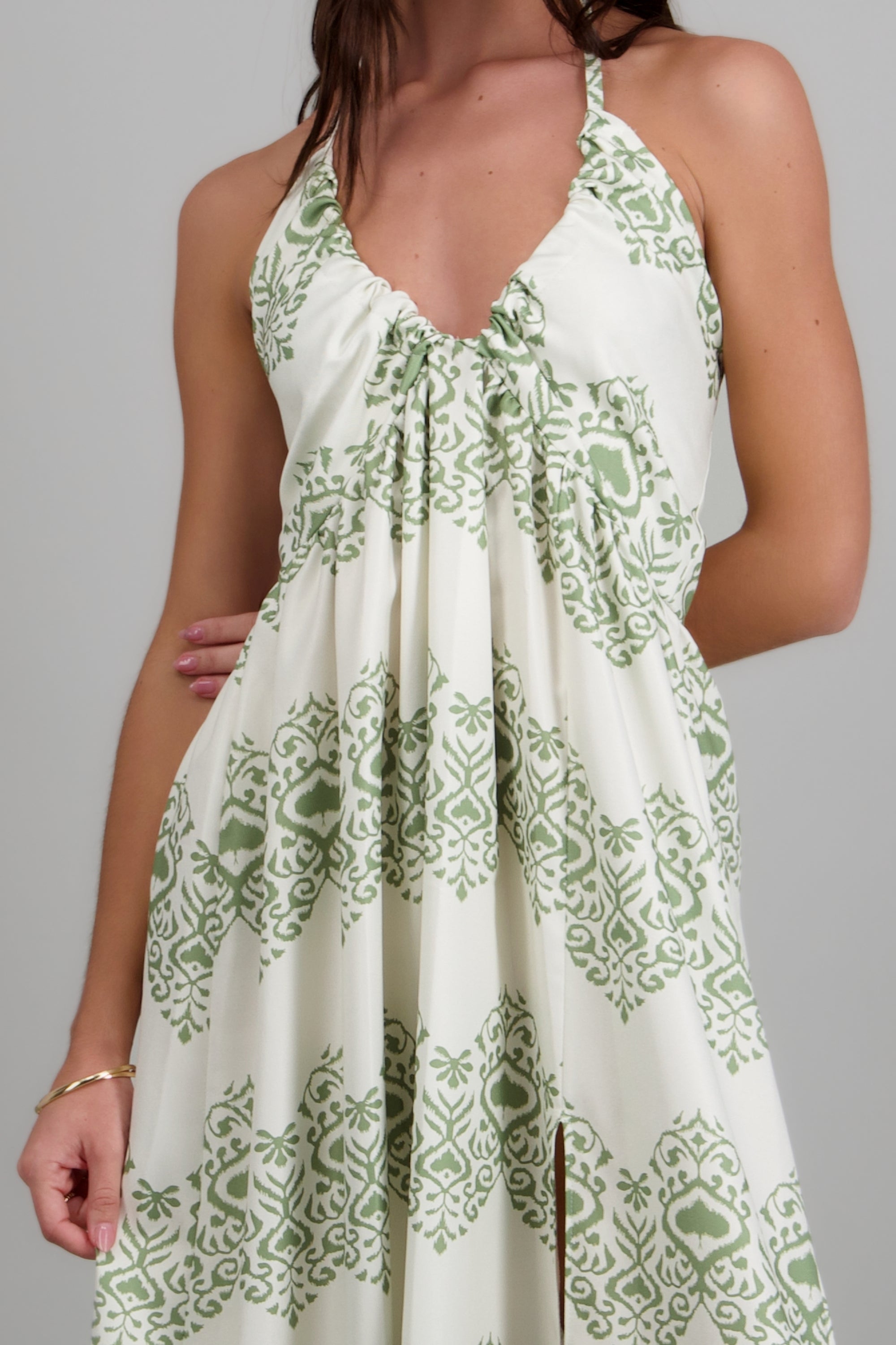 Vestido maxi estampado detalle escote SAGE