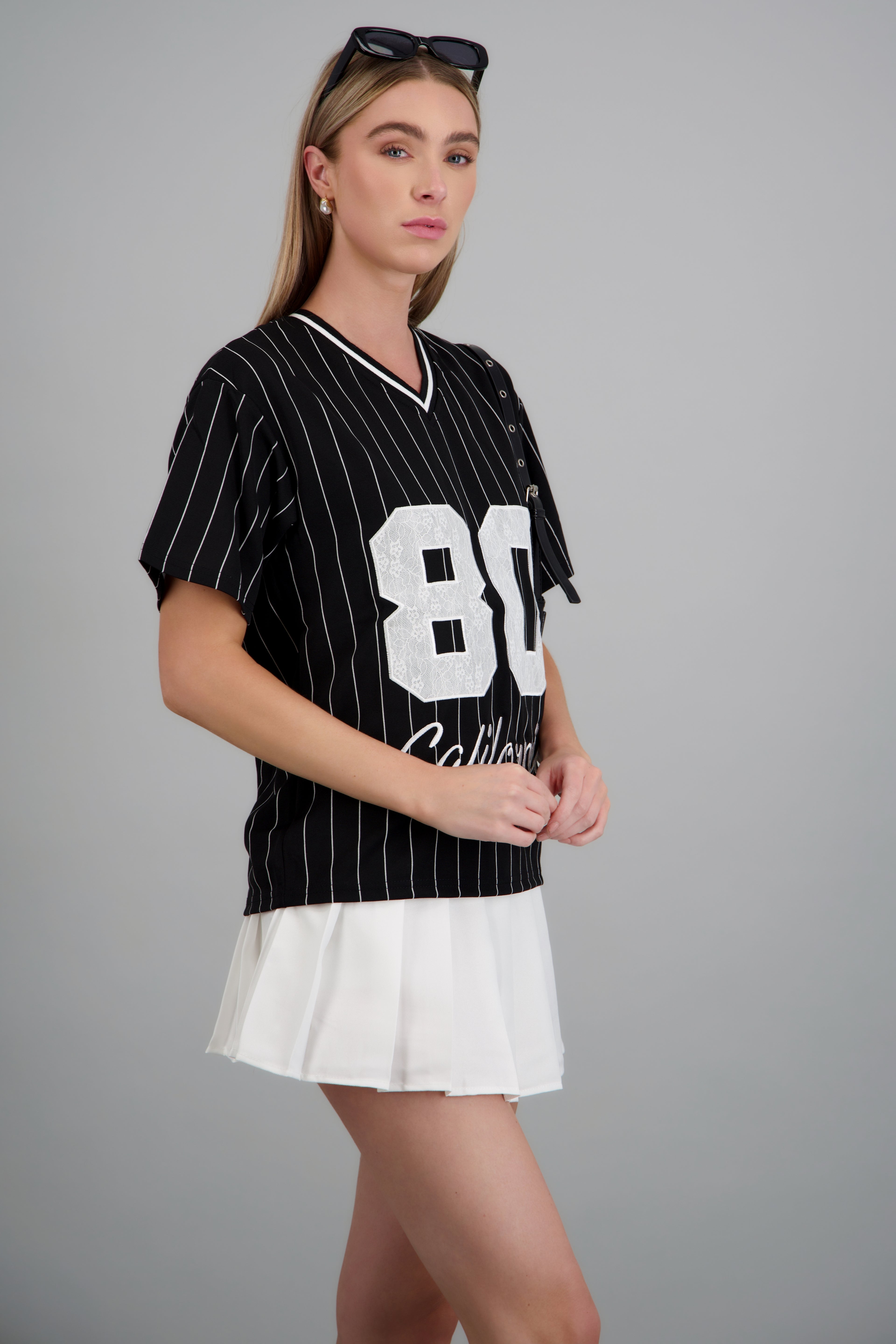 Playera estampada numero encaje NEGRO COMBO