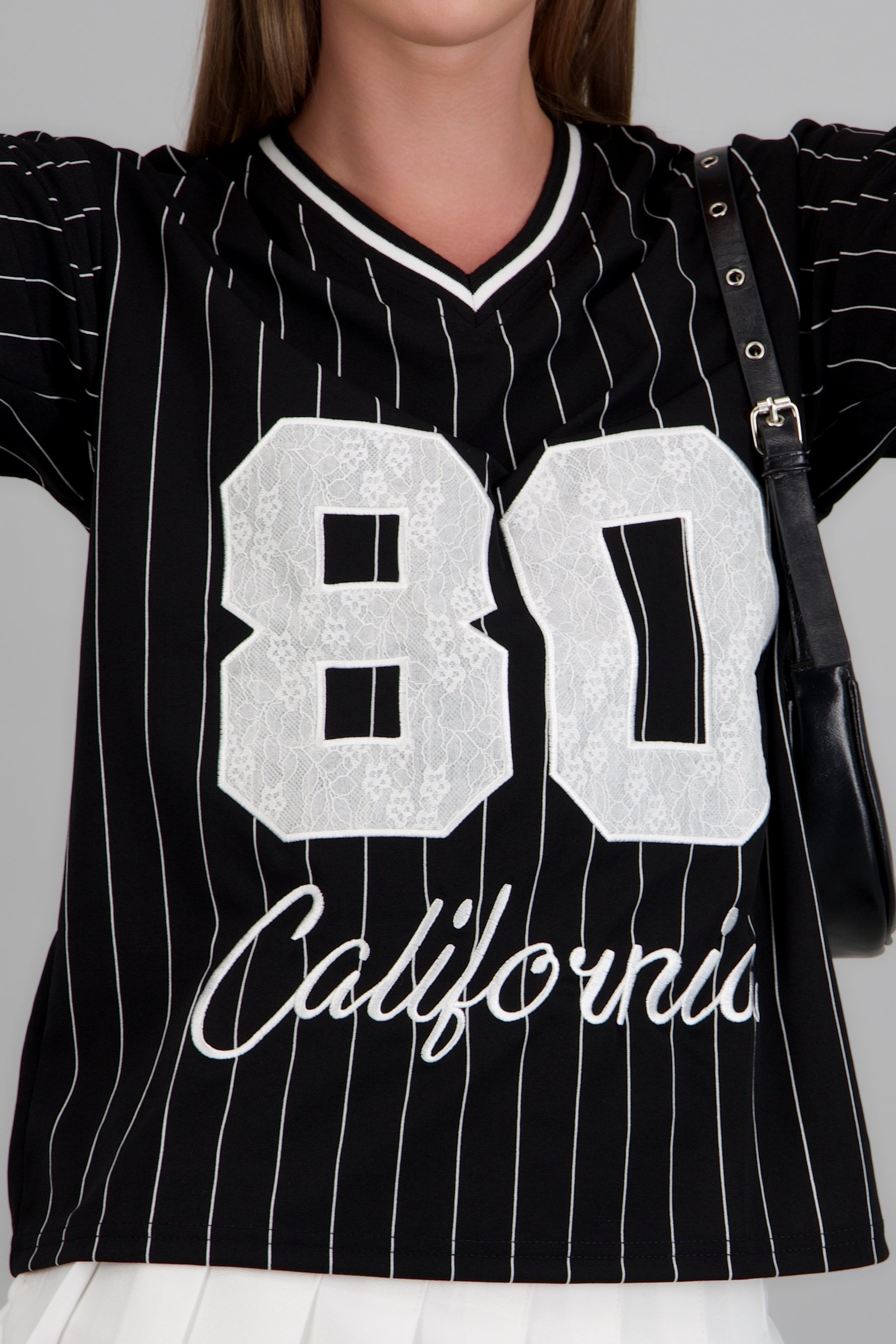 Playera estampada numero encaje NEGRO COMBO