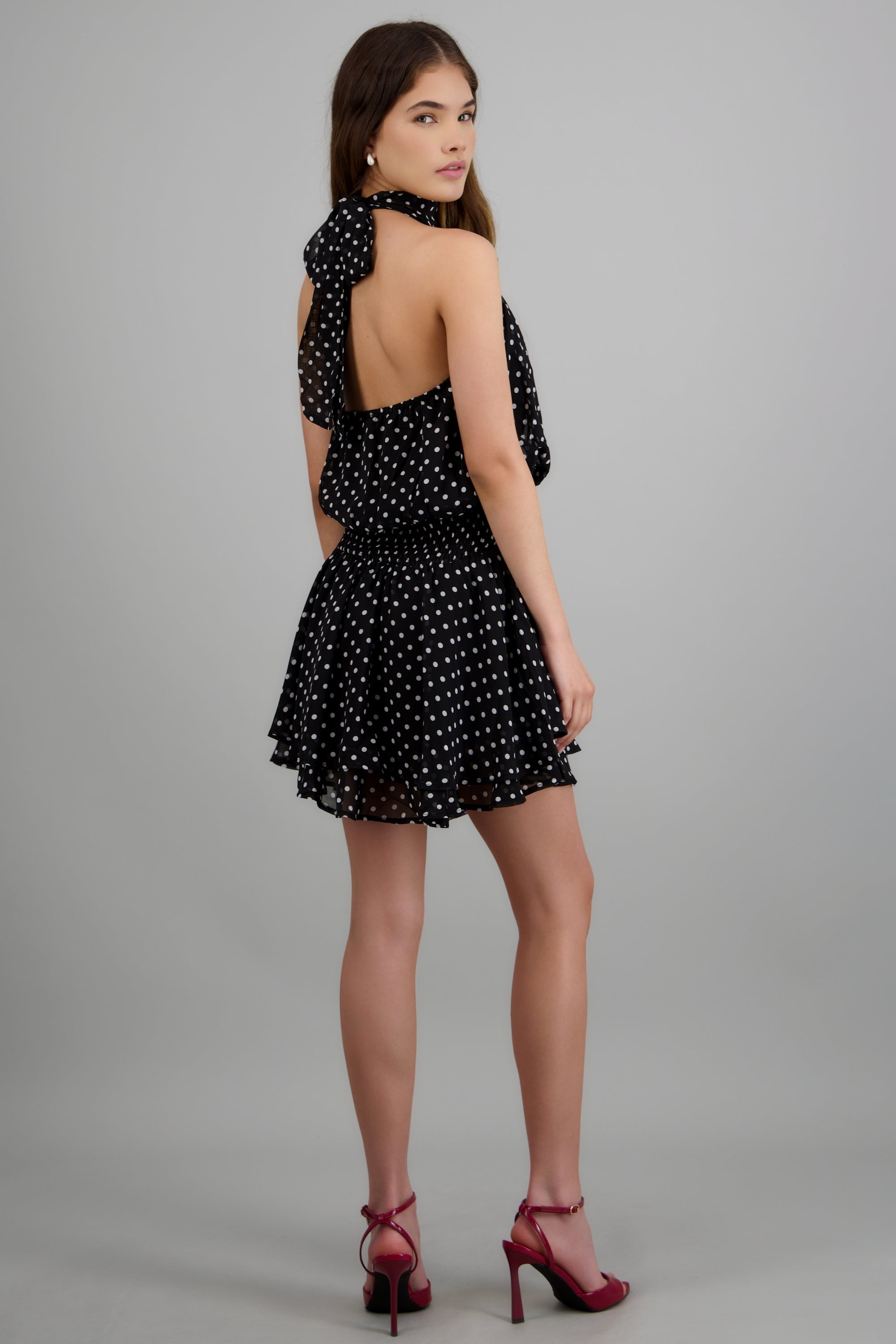 Vestido halter polka dots NEGRO COMBO