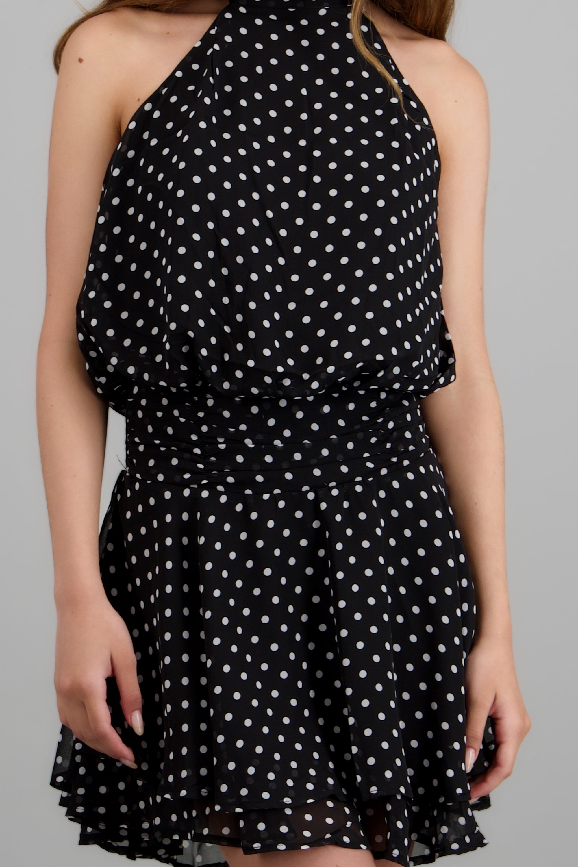 Vestido halter polka dots NEGRO COMBO