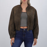 Chamarra bomber con contraste en cuello